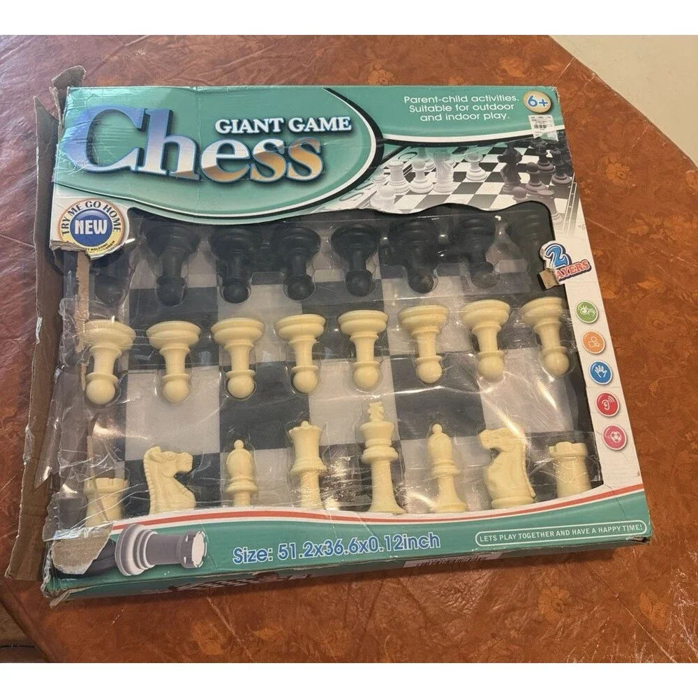 VTG Giant Garden Chess Set with 6” King Mat Board Indoor/Outdoor Complete in Box